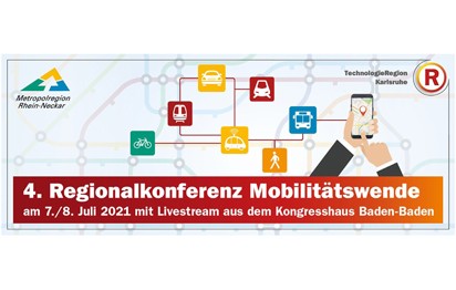 Über „Neue Konzepte und Lösungen nach Corona“ sprechen Experten am 7. und 8. Juli 2021 in der virtuellen Ausgabe der Regionalkonferenz Mobilitätswende, einem gemeinsamen Event von TechnologieRegion Karlsruhe (TRK) und Metropolregion Rhein-Neckar (MRN).