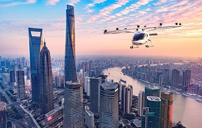 VoloCity fliegt über Shanghai (Rendering: Volocopter)