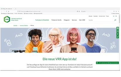 Um Fahrgästen im Verbundraum den Zugang zum Öffentlichen Personennahverkehr zu erleichtern, setzt der Verkehrsverbund Rhein-Ruhr (VRR) auf die Weiterentwicklung seiner VRR App. Künftig können Fahrgäste des ÖPNV mit der neuen VRR App auf zahlreiche neue digitale Services rund um Bus und Bahn zurückgreifen.