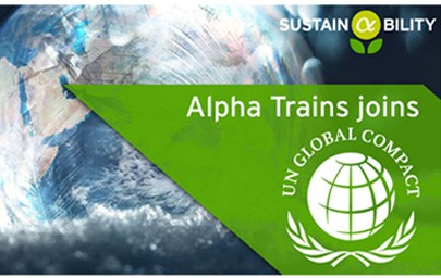 Durch die Mitgliedschaft im Global Compact der Vereinten Nationen (UNGC) unterstreicht die Alpha Trains Group ihr Engagement für Nachhaltigkeit. Die Mitglieder berichten regelmäßig über ihre Aktivitäten im Bereich Nachhaltigkeit und bekräftigen dadurch ihr Bekenntnis zu Umwelt, Gesellschaft und Governance.