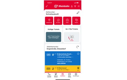 Die Rheinbahn bietet ihren Kunden eine komplett überarbeitete neue App. Von der besten Verbindung bis zum bequemen Ticketkauf bietet sie alle Services und ist individuell nach den Vorlieben personalisierbar.