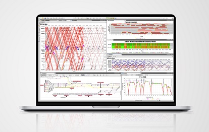 Die Benutzeroberfläche von trenissimo während einer Simulation (Grafik: TRENOlab srl)