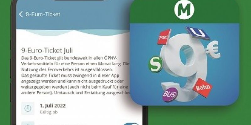 Die 9 Euro Ticket-App ermöglicht den schnellen und einfachen Kauf des Tickets (Bild: eos.uptrade; Copyright für das Logo: DB Vertrieb GmbH)